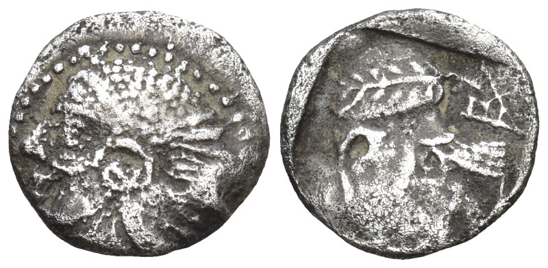 Mysia. Lampsakos 400-300 BC. Obol AR ( 0.74 Gr. 10mm.)
Female janiform head 
Rev...