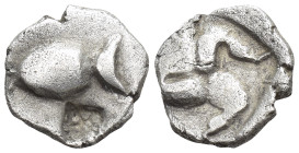 PAMPHYLIA, Aspendos (Circa 465-430 BC.) AR Obol. (9mm, 0.8 g) Obv: Vase. Rev: Triskeles within incuse square.