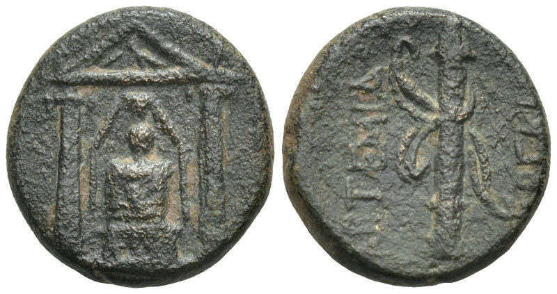 PAMPHYLIA. Perge.(3rd century BC).Ae. (15mm, 3.5 g) Obv : Cult statue of Artemis...