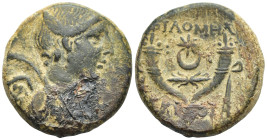PHRYGIA. Philomelion. AE (Late 2nd-1st centuries BC). Skythi-, magistrate. (8.2 Gr. 21mm.)
 Draped bust of Nike right, with palm frond over shoulder. ...