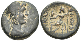 Phrygia. Philomelion 133 BC. AE. (5.4 Gr. 17mm.) 
Laureate and draped bust of Men on crescent right, wearing phrygian cap 
Rev. Zeus seated left holdi...