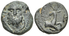 PISIDIA, Selge. 2nd-1st centuries B.C. AE. (14mm, 3.5 g) Laureate and bearded head of Herakles facing, lion-skin around neck; club to left. ΣE-Λ, Fore...