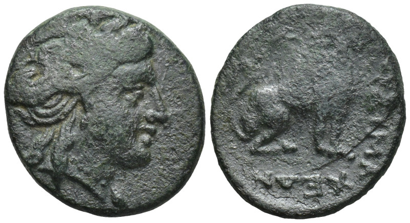 Thrace, Lysimacheia . Circa 196-190 BC. (6.2 Gr. 17mm.)
 Turreted and laureate h...