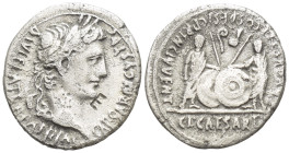 Augustus. Denarius. 7-6 a. C. Lugdunum. (18mm, 3.3 g) Anv.: CAESAR AVGVSTVS DIVI. F. PATER. PATRIE, his laureate head right. Rev.: C.L. CAESARES AVGVS...