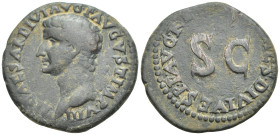 Tiberius (14-37) AE As (26mm, 8.8 g) Rome or mint in Thrace, Restitution issue struck under Domitian (81-96) Obv: TI CAESAR DIVI AVG F AVGVST IMP VIII...