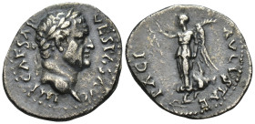 Vespasianus (69-79 AD). AR Denarius Ephesus, 70 AD. (3.8 Gr. 16mm.)
Laureate head right.
Rev. Victory advancing left, holding wreath and palm.