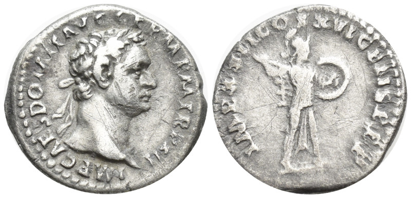 Domitian, as Augustus (AD 81-96). AR denarius (17mm, 3.1 g). Rome, 14 September ...