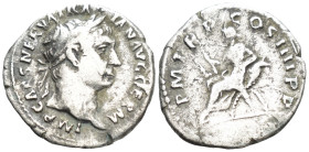 Trajan (98-117 AD), AR Denarius, 98-111 AD. (3.1 Gr. 19mm.)
Laureate head right. 
Rev. Goddess seated left, on chair with crossed cornucapiae as arms,...