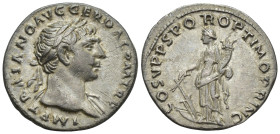 Trajan, 98-117. Rome Denarius (2.9 Gr. 17mm.)
Laureate bust right with aegis 
Rev. Fortune stg. left with cornucopia and rudder in front of ships prow...