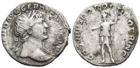 TRAJAN. 103-112. Rome. Denarius. (2.9 Gr. 17mm.)
Laureate head right. 
Rev. Roma shelf with Victoria and flagpole.