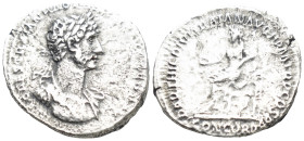 Hadrian, 117-138. Denarius (2.5 Gr. 17mm.), Rome, 
Laureate bust of Hadrian to right, with slight drapery on his left shoulder. 
Rev. Concordia seated...