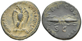 Hadrian, AD 117-138. AE Quadrans. (18mm. 2,8 g.). AD 120-123, Rome. IMP CAESAR TRAIAN HADRIANVS AVG, eagle standing right on thunderbolt, head left, w...