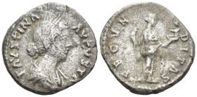 Faustina Minor (Marcus Aurelius, 161-180), Denarius,Rome. (3.3 17mm.)
Diademed and draped bust right, hair knotted behind,
 Rev. Fecunditas standing r...