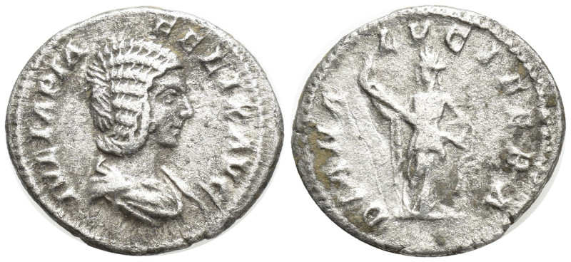 Julia Domna, AD 193-217. AR, Denarius. (16mm, 3.1 g). Rome. Obv: IVLIA PIA FELIX...
