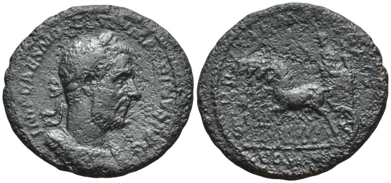 Macrinus AE As. (25mm, 8.6 g) IMP CAES M OPEL SEV MACRINVS AVG, laureate cuirass...