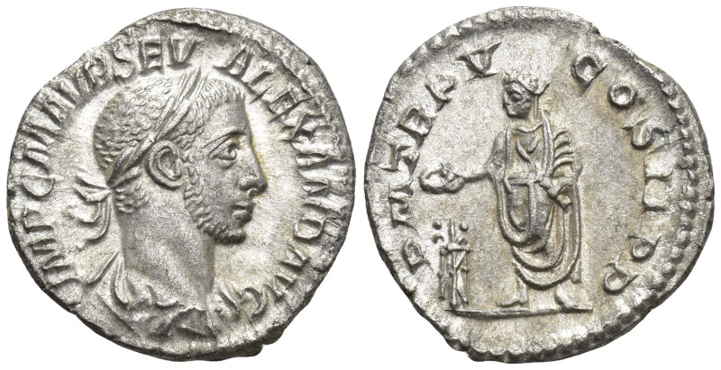 Severus Alexander, 222-235. Denarius (2.6 Gr. 18mm.)
Laureate, draped, and cuira...