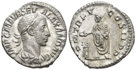 Severus Alexander, 222-235. Denarius (2.6 Gr. 18mm.)
Laureate, draped, and cuirassed bust of Severus Alexander to right.
 Rev. Emperor standing left, ...