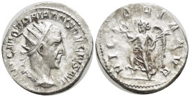 Trajan Decius, AD 249-251. AR, Antoninianus. (20mm, 4.0 g). Rome. Obv: IMP TRAIANVS DECIVS AVG. Bust of Trajan Decius, radiate, draped, cuirassed, rig...