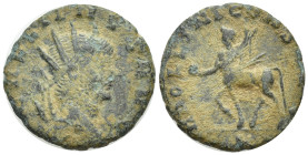 Gallienus (253-268). Silvered AE Antoninianus (18mm, 2.5 g), Rome, 267-268. Obv. GALLIENVS AVG, Radiate head to right. Rev. APOLLINI CONS AVG, Centaur...