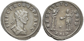 Probus (AD 276-282). BI antoninianus Siscia, (3.3 Gr. 21mm.)
Radiate, draped bust of Probus right, seen from behind 
Rev. Female (on left), standing r...