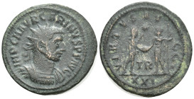 Carinus, as Caesar (282-283 AD). Tripolis AE Antoninianus (22mm 3.7 g) Obv: IMP C M AVR CARINVS NOB C. Radiate and cuirassed bust of Carinus to right....