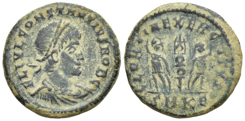 Constantius II, as Caesar, BI Nummus. Cyzicus, AD 332-333. (2 Gr. 16mm.)
Pearl-d...