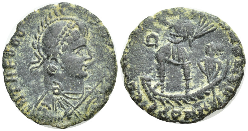 Theodosius I AD 379-395. Struck AD 378-383. Constantinople Follis Æ (19mm, 3.5 g...
