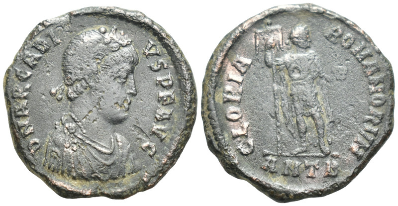 Arcadius (383-408) AE Follis (22mm, 5.9 g) Antiochia, 392-395. Obv: D N ARCADIVS...