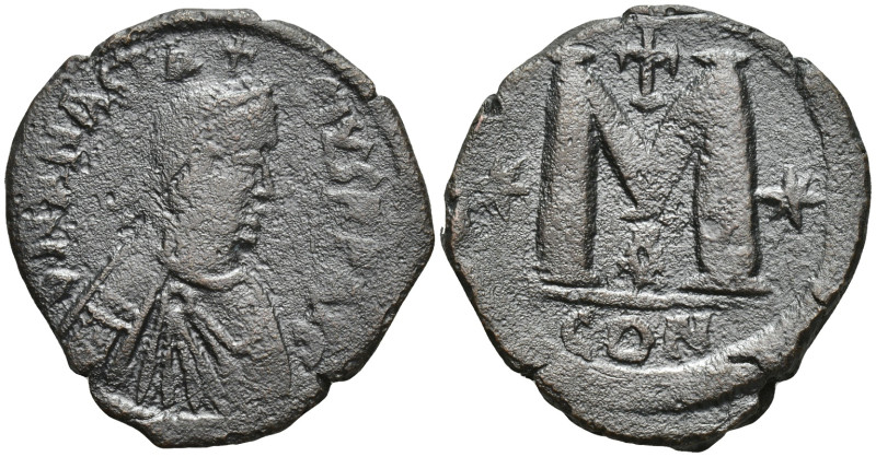 Anastasius I Æ 40 Nummi. (30mm, 16.6 g) Constantinople, AD 498-518. D N ANASTASI...