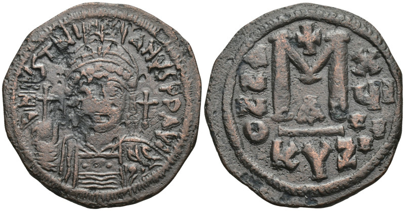 Justinian I Æ 40 Nummi. (34mm, 19.7 g) Cyzicus, dated RY 19 = AD 545/6. D N IVST...