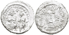 Heraclius with Heraclius Constantine (610-641) AR Hexagram (23mm, 5.9 g) Constantinople
Obv: dd NN hERACLIUS t hERA CONSt, Heraclius on left and Herac...