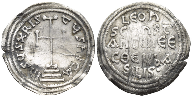 Leo IV AD 780-787. Constantinople Miliaresion AR (1.98 Gr. 23mm.)
LEOh / SCOhSt ...
