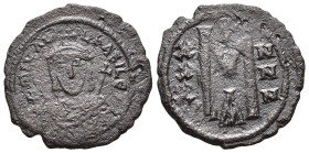 Michael I Rhangabe, AD 811-813. AE, Follis. Constantinople. (5 Gr. 22mm.)
 Facing bust of Michael, wearing crown with cross on circlet and loros, hold...
