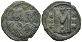 Leo V and Constantine AD 813-820. Constantinople. Follis AE (6.8 Gr. 26mm.).
 Busts of Leo with short beard on left and Constantine, no beard, on righ...