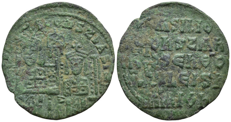 Basil I the Macedonian and Constantine VII, AD 867-886. AE, Follis. Constantinop...
