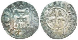 CRUSADERS, Principality of Achaea JOHN OF GRAVINA (1318-1333) AR Denier tournois (0.58 Gr. 17mm.) +IOH'S P ACHE - Cross
 Rev: DE CLARENCIA - Castle be...