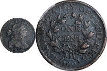 1803 Draped Bust Cent. S-260, B-19. Rarity-1. Small Date, Large Fraction. VF Details--Environmental Damage (PCGS).

PCGS# 1485. NGC ID: 224G.