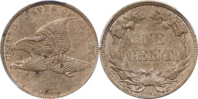 1858 Flying Eagle Cent. Small Letters, Low Leaves (Style of 1858), Type III. MS-61 (PCGS).

PCGS# 2020. NGC ID: 2279.