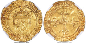 France Charles VIII gold Écu d'Or ND (1483-1498) AU53 NGC, Limoges mint, Fr-318, Dup-575. 3.36gm. An appealing example for the type collector with gen...