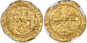 France Louis XII gold Écu d'or au porc-épic ND (1498-1515) AU58 NGC, Limoges mint, Fr-325, Dup-655. 3.42gm. Type with cross patonce and porcupines in ...