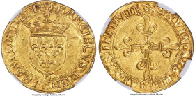 France François I gold Écu d'Or au soleil ND (1515-1547)-D AU Details (Cleaned) NGC, Lyon mint, Fr-336, Dup-880. 3.40gm. Scarce type with two mint mar...