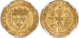 France François I gold Écu d'Or au soleil ND (1515-1547)-L MS61 NGC, Bayonne mint, Fr-338, Dup-886. 3.38gm. A difficult type with the mint letter posi...