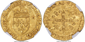 France François I gold Écu d'Or au soleil ND (1515-1547) UNC Details (Reverse Damage) NGC, Paris mint, Fr-345, Dup-775. 3.35gm. Aside from the noted d...