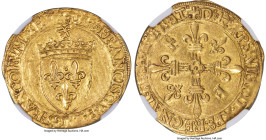 France François I gold Écu d'Or au soleil ND (1515-1547) AU58 NGC, Bayonne mint, Fr-345, Dup-775. 3.34gm. On the cusp of Mint State, exhibiting impres...