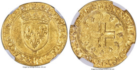 France François I gold Écu d'Or à la croisette ND (1541-1547)-ft AU55 NGC, Marseille mint, Fr-351, Dup-889. 3.37gm. A patina of canary yellow graces t...