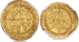 France François I gold Écu d'Or du Dauphine ND (1515-1547) UNC Details (Reverse Cleaned) NGC, Grenoble mint, Fr-355, Dup-783. 3.37gm. Type with two cr...