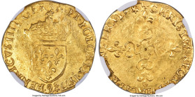 France Henri III (1574-1589) gold Écu d'Or au soleil 1577-9 MS63 NGC, Rennes mint, Fr-386, Dup-1121, 3.35gm. Exceedingly rare Rennes issue, identifiab...