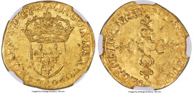 France Charles X (1589-1590) gold Écu d'Or 1590-A MS63 NGC, Paris mint, Fr-389, Dup-1172. 3.35gm. Adorned in bright luster, this Choice specimen offer...