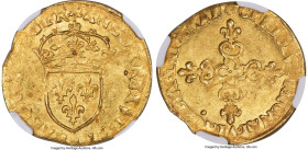 France Henri IV (1589-1610) gold Écu d'Or 1591 MS64 NGC, Paris mint, Fr-389, Dup-1172. 3.37gm. A type that suffers from a cloudy strike, even in high-...