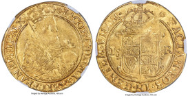 Great Britain James I (1603-1625) gold Unite ND (1605-1606) MS62 NGC, Tower mint, Rose mm, Second coinage, KM45, S-2618, N-2083, Fr-234. 9.92gm. Somew...